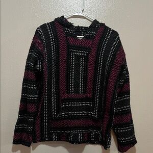 Women's Black and Red Patterned Sweater